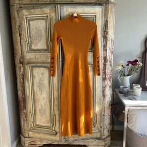 Sezane Hillary Ochre Knit Midi Dress